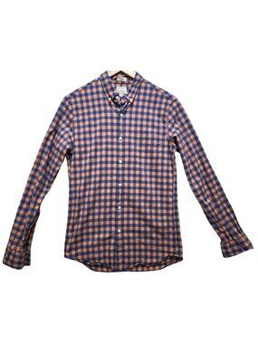 J.Crew Men's Button Down Slim Shirt Long Sleeve Stretch Size S Blue Orange Plaid